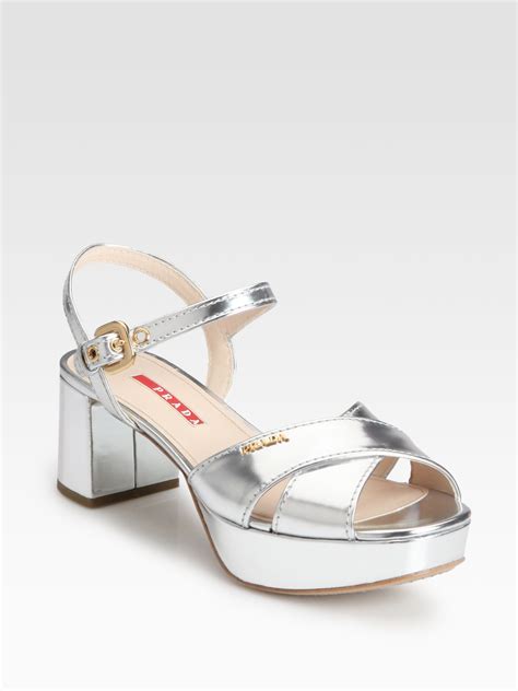 white prada heels|prada silver platform heels.